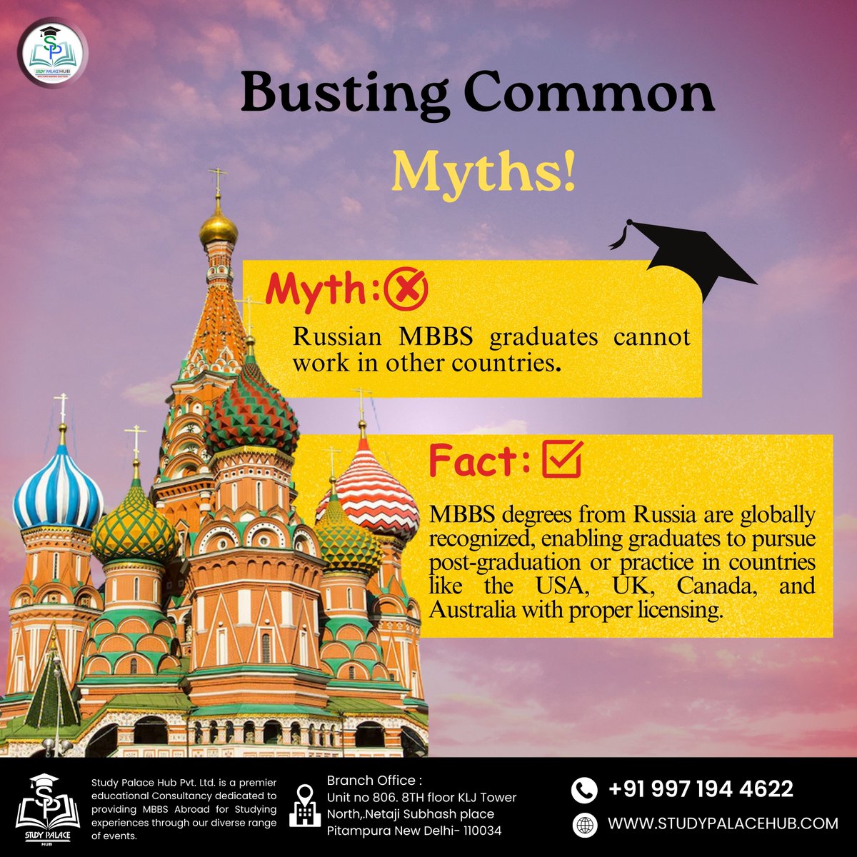 studypalacehub's tweet photo. Busting Common Myths About MBBS Abroad! 
#StudyAbroad #MBBSInRussia #MBBSAbroad #StudyMBBS #MedicalDreams #GlobalEducation #StudyPalaceHub #DoctorsMakingDoctors #CareerInMedicine #FMGEPrep https://t.co/SgqcBbwBlg