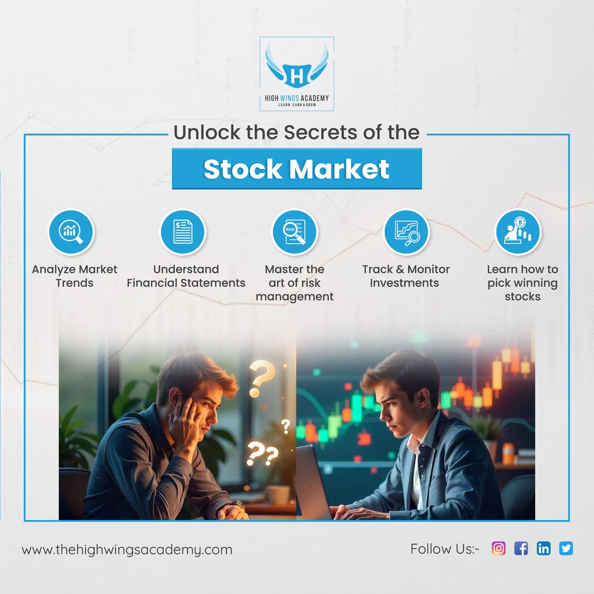 HighWings3's tweet photo. Unlock the Stock Market Secrets: Analyze Trends, Decode Financials, Master Risk, Track Investors, and Pick Winning Stocks Like a Pro!
#stockmarkettraining #jaipur #highwingsacademy #highwingsjaipur #financialeducation #learntoinvest #stockmarkettips #tradingstrategies https://t.co/9n7R1rvvNT