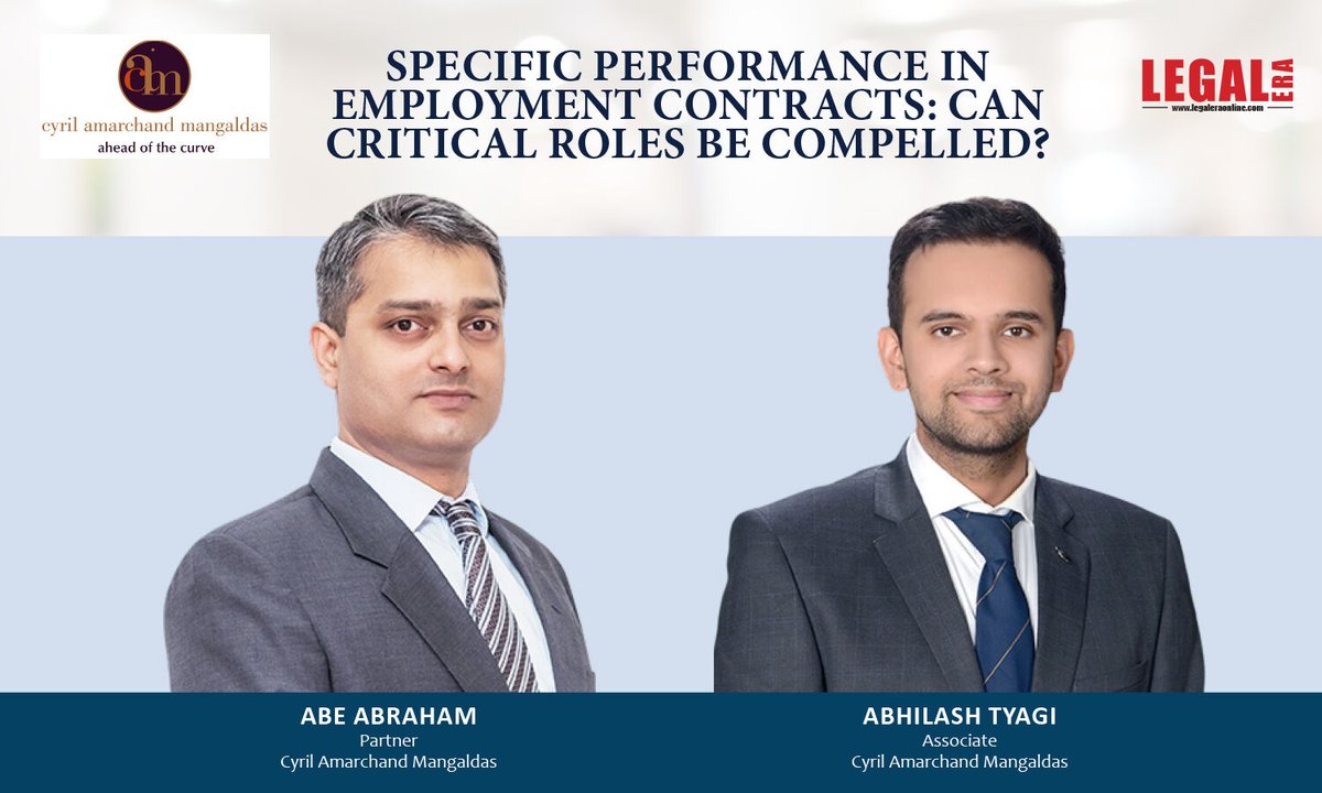 LegalEraGlobal's tweet photo. { An Exclusive Article } : Specific Performance In Employment Contracts: Can Critical Roles Be Compelled?
Link to read full Article: https://t.co/7voIjGlJGq
#AbeAbraham #LegalArticle #AbhilashTyagi #LegalEra #CyrilAmarchandMangaldas https://t.co/WHpjfq1dtI