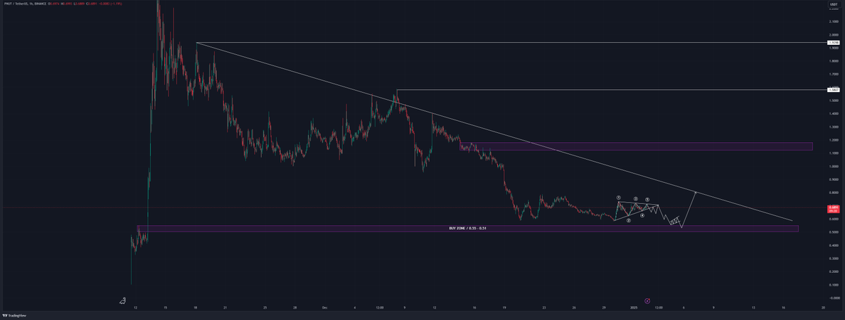 Due to my expectation on January 21st, if $PNUT comes into my buy zone between 0.55 - 0.51, I will buy big! I want to make my first profit sale at $1.5 level.