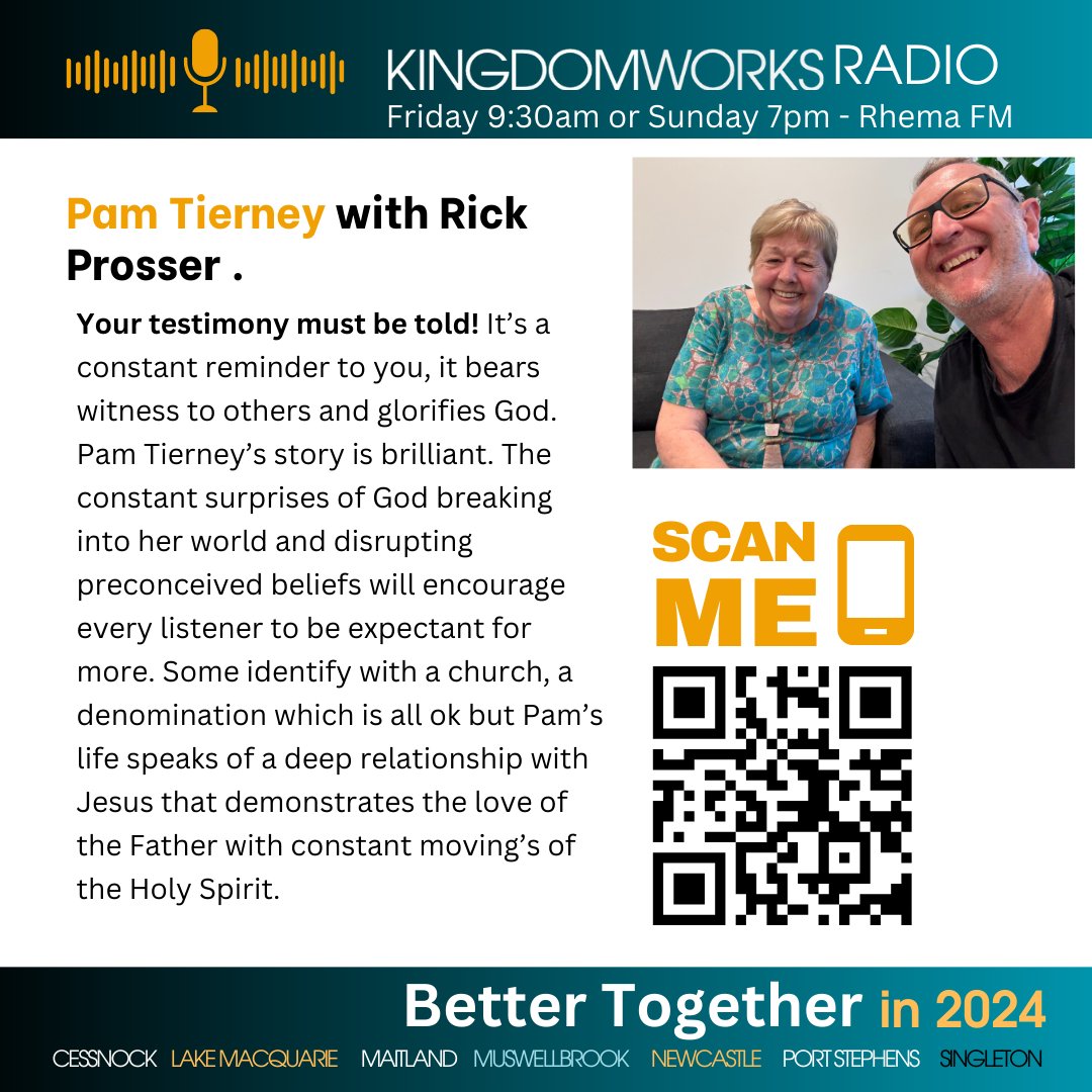 KWcityunity's tweet photo. Kingdomworks Radio, Friday 9:30am or Sunday, 7pm on Rhema FM Newcastle or listen now ⁠https://t.co/Ibytv8yr7H
#BetterTogether https://t.co/dU1dyr5uZP