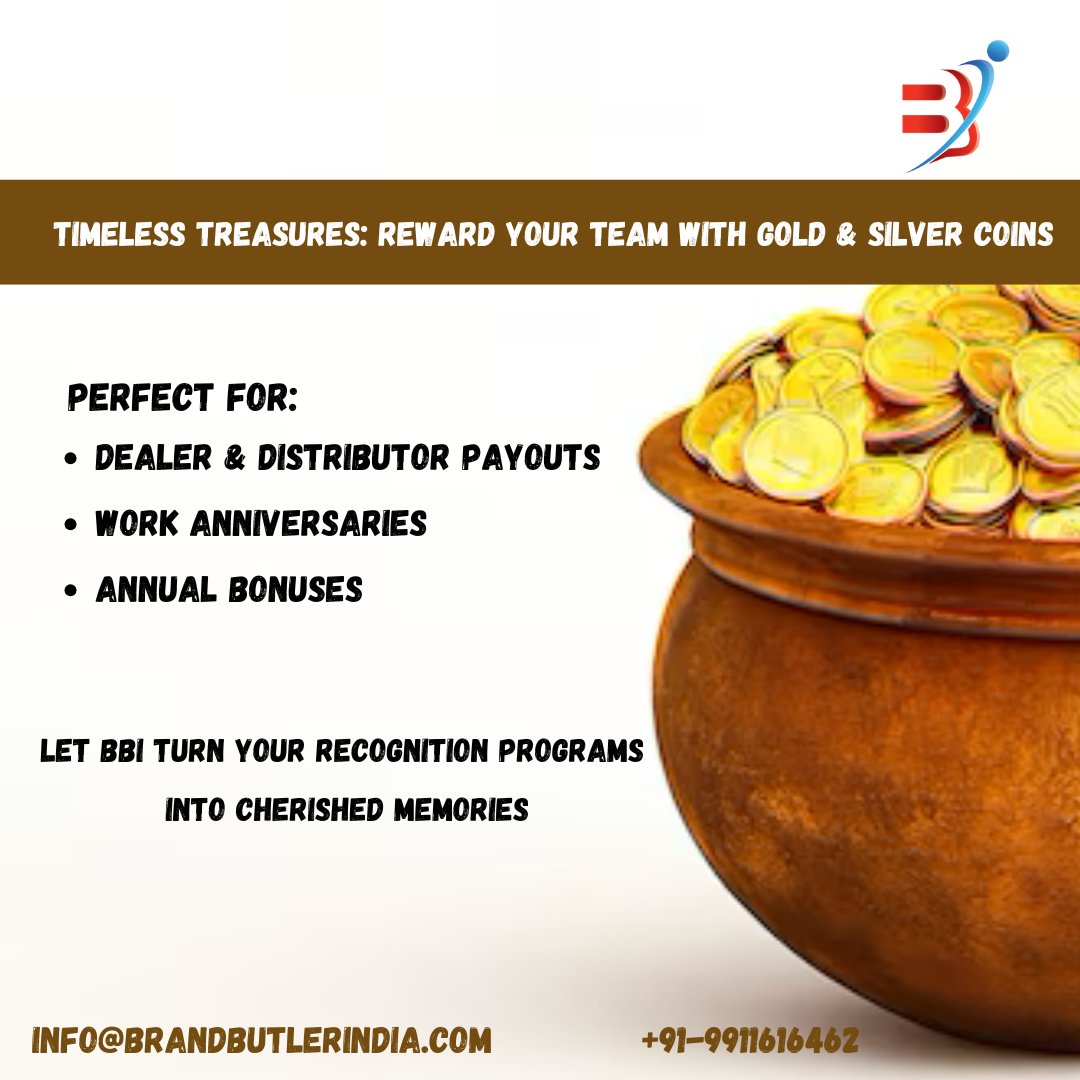 Show your appreciation with the gift of Gold &amp; Silver Coins – a symbol of value &amp; recognition
Turn moments of acknowledgment into cherished memories with BBI. Let’s celebrate success together! 
#coin 
#corporate 
#bussiness 
#Corporateevent 
#Investing
#Gold
#Humanresource