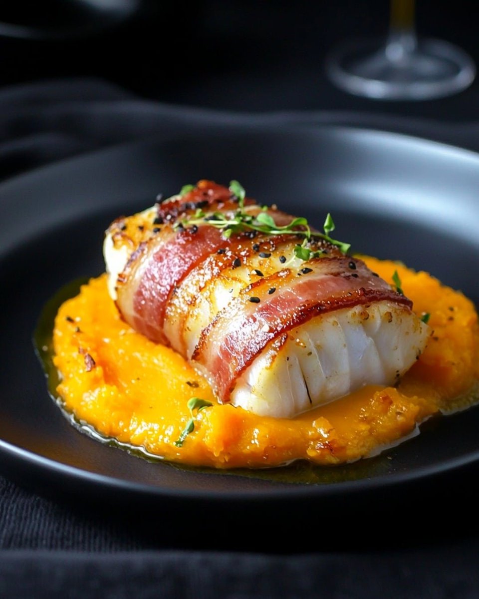 Cod in Smoked Bacon Crust and Butternut Squash Purée