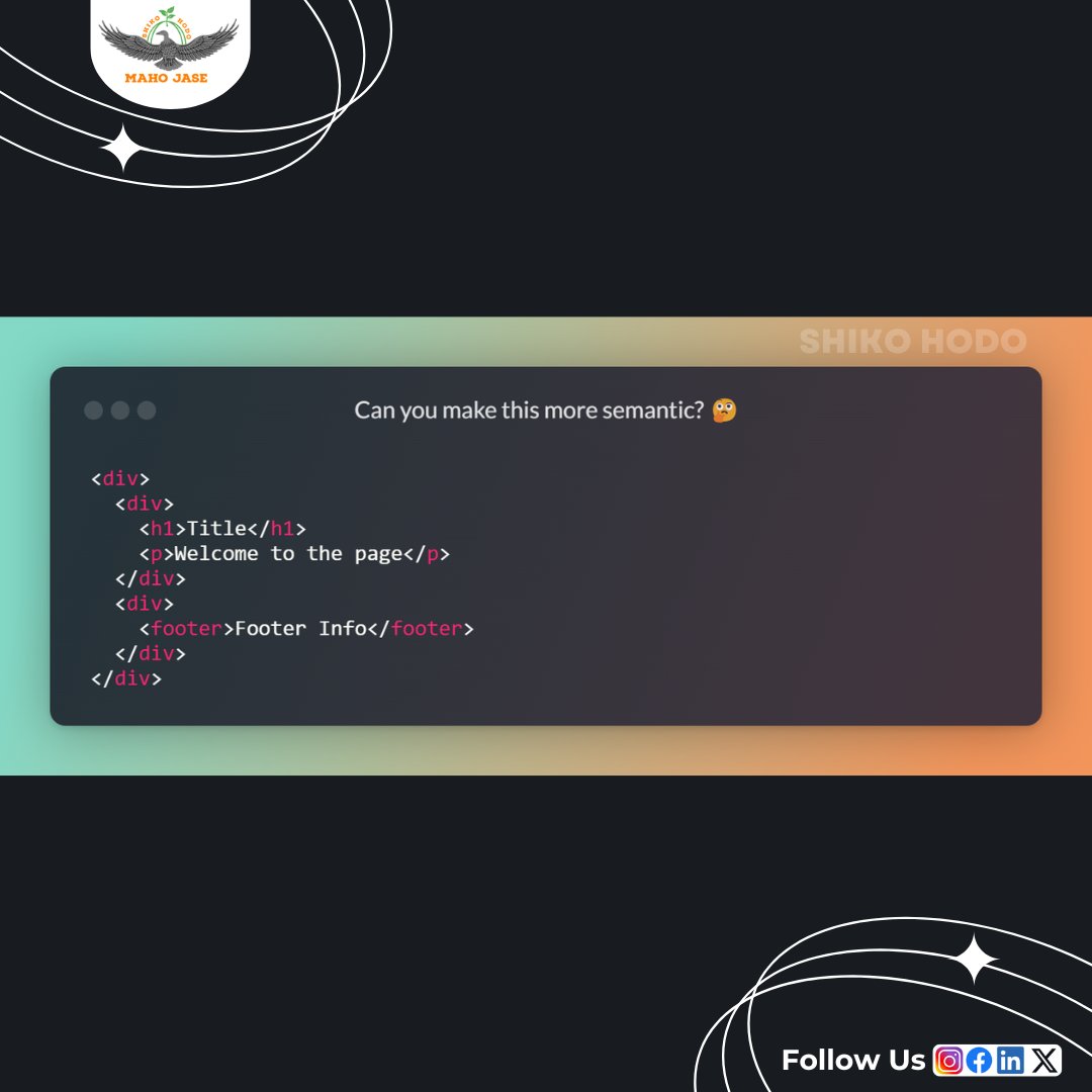 mahojase's tweet image. 🧐 Is This HTML Properly Structured?
.
.
.
#html #webdevelopment #learnhtml #codingtips #frontenddevelopment #webdesign #codingchallenge #devlife