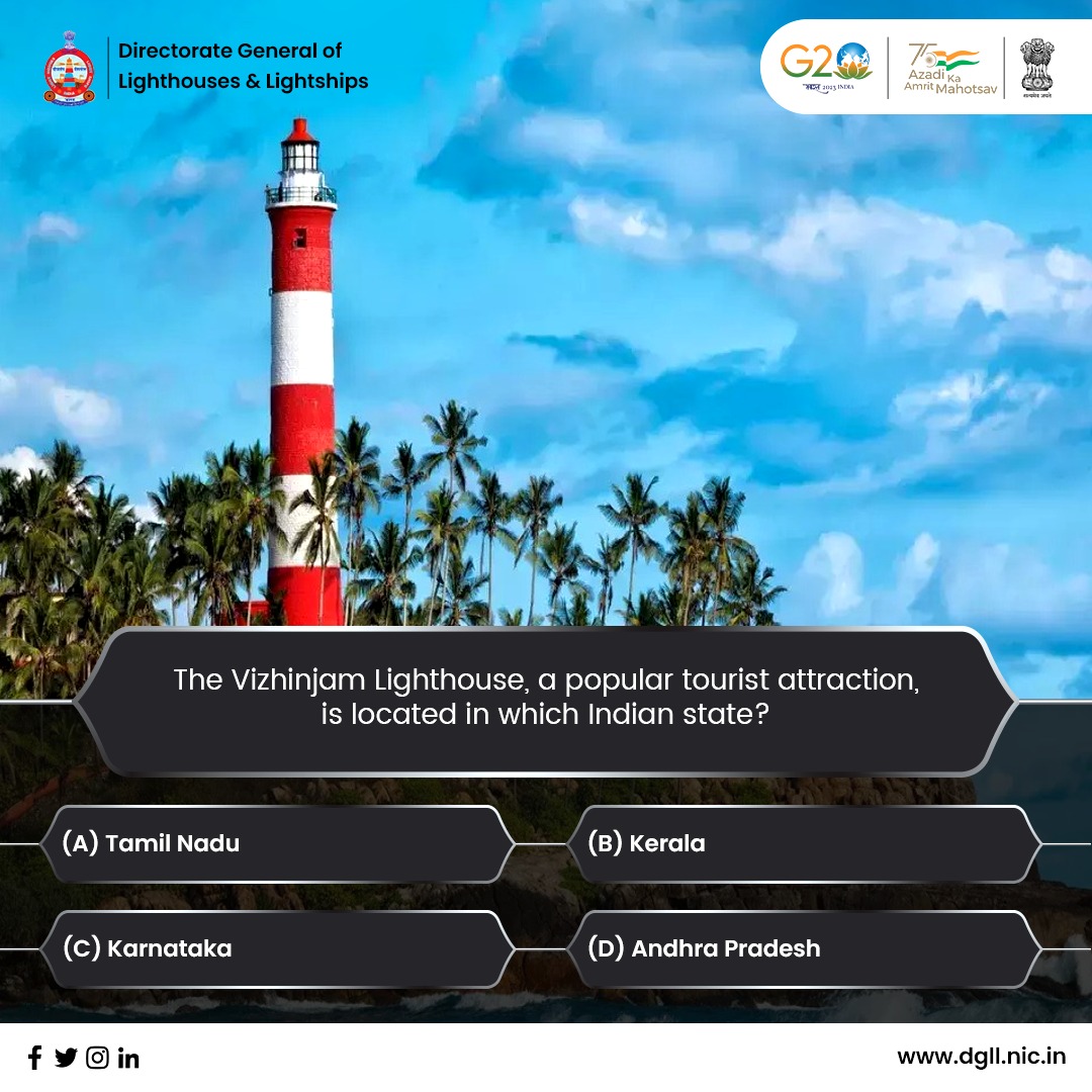 dgll_india's tweet photo. Can you guess the state where this beauty stands tall? Drop your answers below! 👇
#LighthouseTrivia #MaritimeHeritage #DGLL #IndiaTourism #VizhinjamLighthouse https://t.co/yAt6i2psIA
