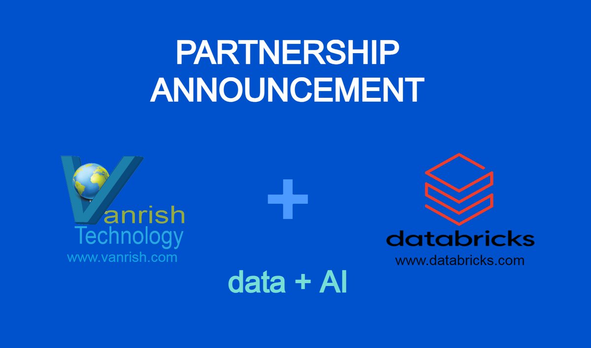 VanrishTech's tweet image. 🎉Big NEWS🎉 
we r excited to share the news of our official #partnership with Databricks, renowned #Data &amp;amp; #AI company. This collaboration merges our top-notch AI services with the Databricks Data Intelligence Platform, streamlining the process 4 our mutual clients @databricks