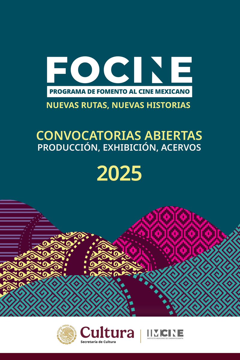 😎 ¡FOCINE 2025, ya está aquí! 

Las 12 convocatorias estarán abiertas del 2 de enero al 4 de febrero de 2025. 

👉 imcine.gob.mx/Pagina/Conteni…

👀 Además, ¡este año hay novedades! Entra a imcine.gob.mx y conócelas.

Robustecemos los apoyos a la producción (pre y post).