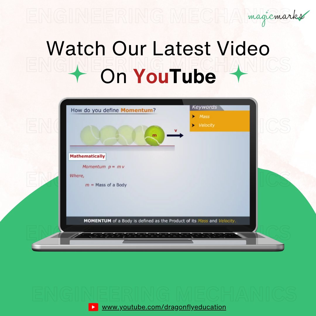 magicmrks's tweet image. Understand the concept of Momentum with ease! 

🚀 Check out our latest video and dive into this essential topic in Engineering Mechanics. ✨ 

📌 Watch now: youtu.be/terMKLQdfLU 

#momentum #engineeringmechanics #magicmarks #learnwithease #engineeringconcepts #btechstudents