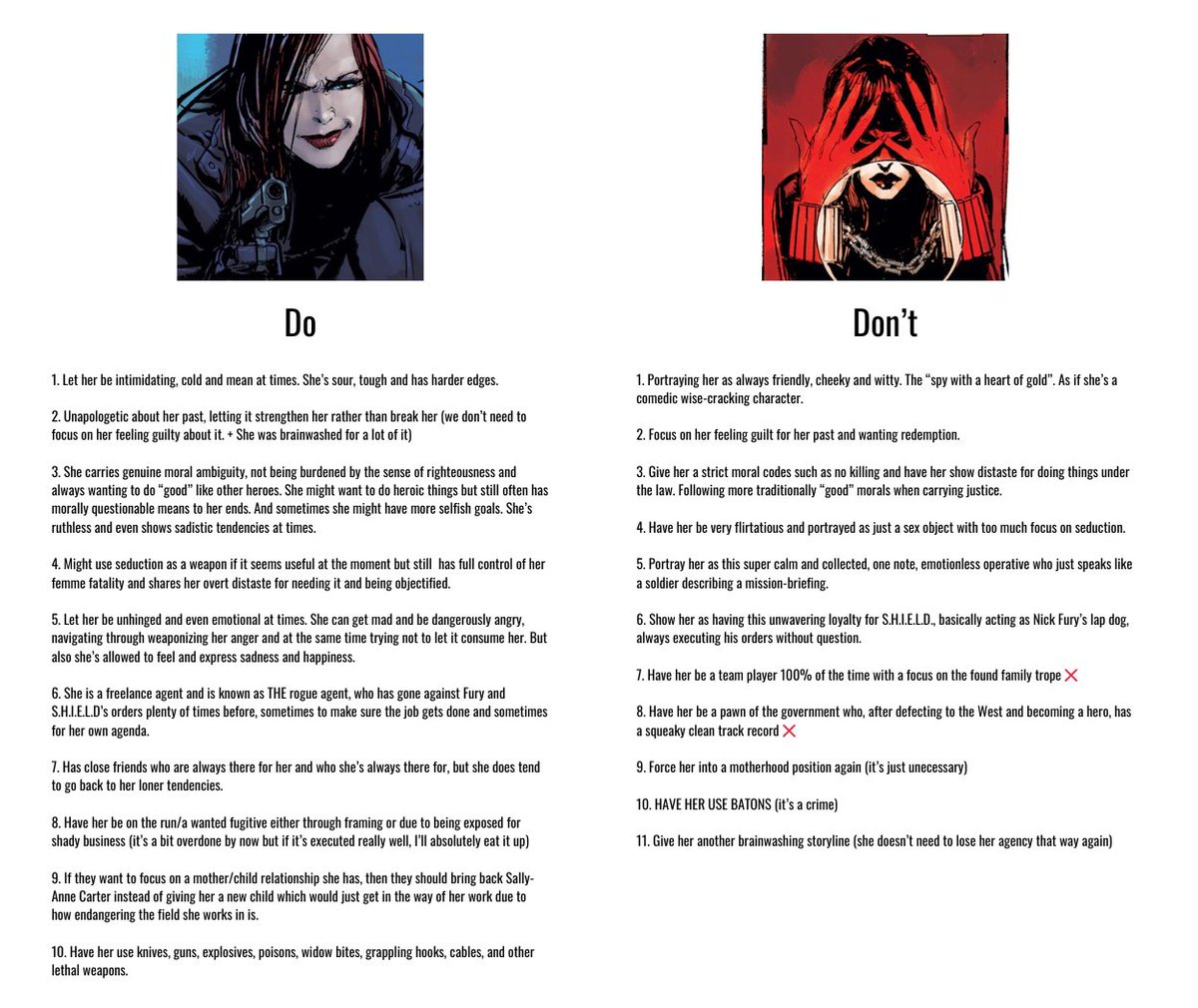 goddess_ymir's tweet image. My Do's and Don'ts when it comes to writing Black Widow