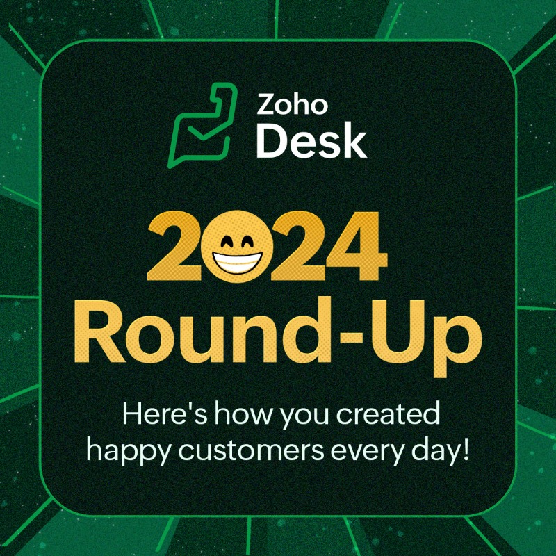 ZohoDesk's tweet photo. In 2024, your trust fueled us, and your commitment to creating happier customers inspired us. Thank you for a year we’ll cherish! Here’s to even brighter moments in 2025 ✨