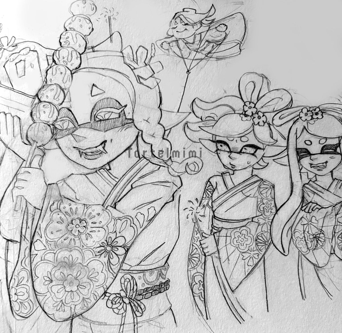 tortelmimi's tweet image. Couple of splatoon doodles (happy new year) #splatoon3