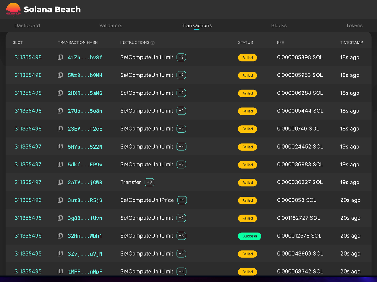 LeaderAlphaNews's tweet photo. 💥BOOM

Real life snapshot of the #Solana explorer  

Almost every transaction fails 😆 $SOL https://t.co/fWabvMKs41
