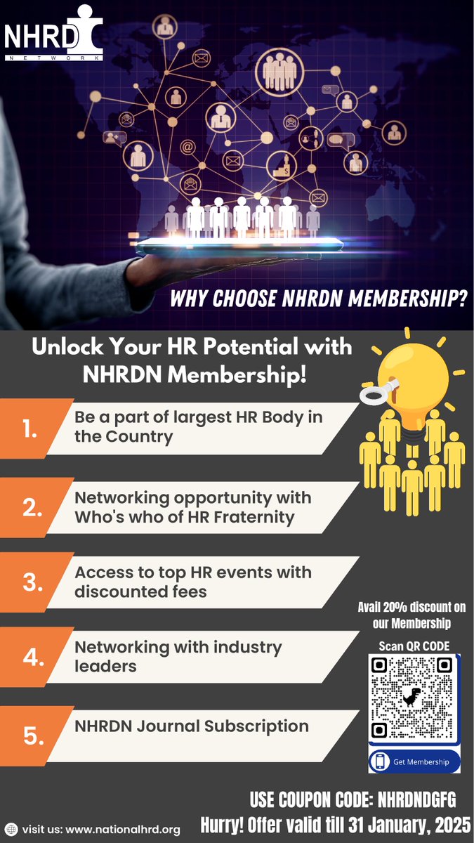 🎁 Unlock Your HR Potential with NHRDN Membership!
Here’s what you get:
✅ Exclusive learning resources
✅ Access to top HR events
✅ Networking with industry leaders
Sign up today and save 20% this festive season!
👉Link: lnkd.in/gzNapJz 
Use Coupon Code: NHRDNDGFG