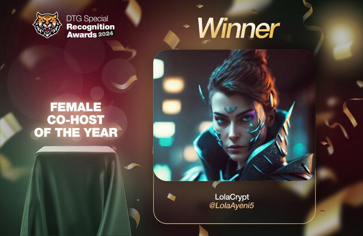 C W E (@cwembassy) on Twitter photo Congratulations to <a href="/LolaAyeni5/">LolaCrypt ₿</a> the Female Co-Host of the Year 2024!
This well-deserved recognition showcases your talent, charisma, and ability to connect with your audience. Your contributions as a co-host bring depth and energy to every conversation.
Keep inspiring others Congratulations to <a href="/LolaAyeni5/">LolaCrypt ₿</a> the Female Co-Host of the Year 2024!
This well-deserved recognition showcases your talent, charisma, and ability to connect with your audience. Your contributions as a co-host bring depth and energy to every conversation.
Keep inspiring others