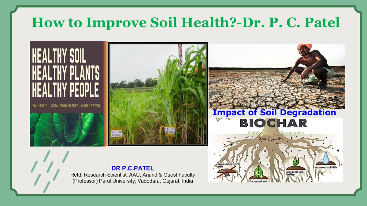 How to Improve Soil Health? Dr.P. C. Paptel
Healthy soil is the foundation for profitable, productive, and environmentally sound agricultural systems.
Healthy      soil is the key to sustainable agriculture
My YouTube: lnkd.in/dMkt5Zhw
