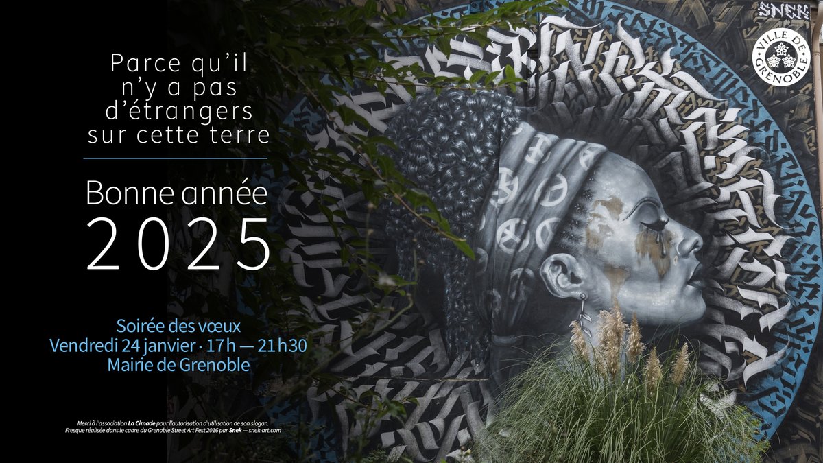 🎉 Cérémonie des vœux 2025 à Grenoble 🎉
Rendez-vous le 24 janvier pour la cérémonie des vœux aux habitants-es !

🕛 De 17h à 21h30

💡 Plus d’infos sur : grenoble.fr/agenda/3122/79…