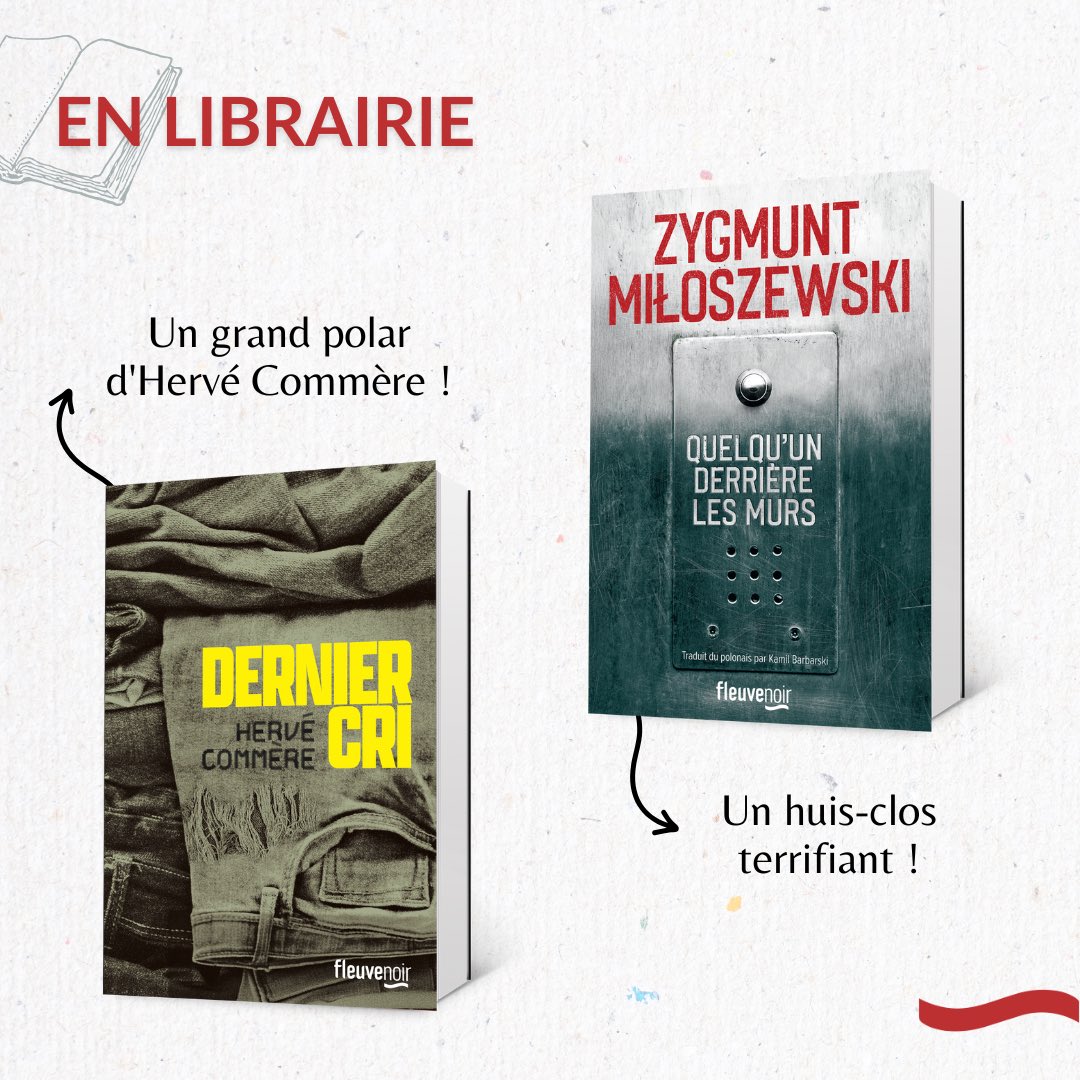 [#SORTIELITTERAIRE]🚨 Les deux premiers romans de notre catalogue 2025 sont disponibles en librairie !  

📒 « Dernier Cri » d’Hervé Commère ➡️ urlr.me/VXUMRz  

📘 « Quelqu’un derrière les murs » de Zygmunt Miloszewski ➡️ urlr.me/T6PcsC