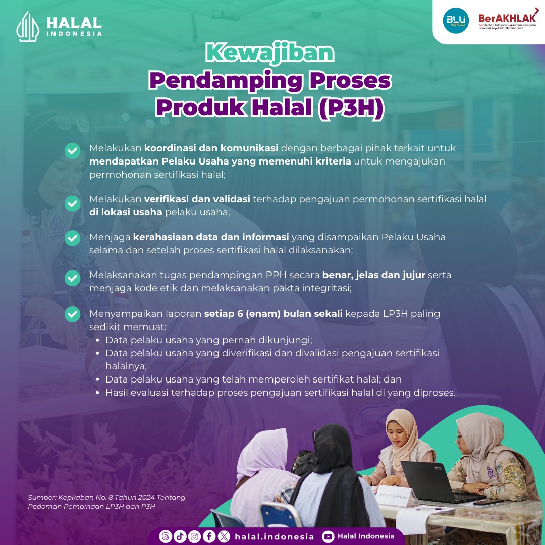 copikah1's tweet photo. Kewajiban pendamping proses produk halal (P3H).

@halalindonesia_

#SertifikatHalalNaikinCuan https://t.co/8aDGNcrJYE