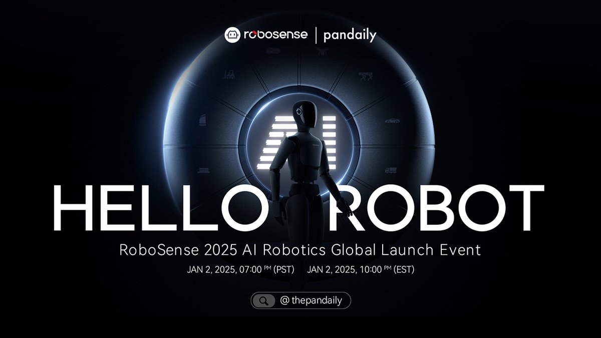 thePandaily's tweet photo. Join RoboSense for the first global AI robotics launch event of 2025! Let’s work together to shape a human-machine symbiotic future powered by embodied intelligence.
#HelloRobot #CES2025 #6700-WestHall-LVCC#RoboSense #AI #Robotics https://t.co/SriBbmrDue https://t.co/tGAkYyIMkm