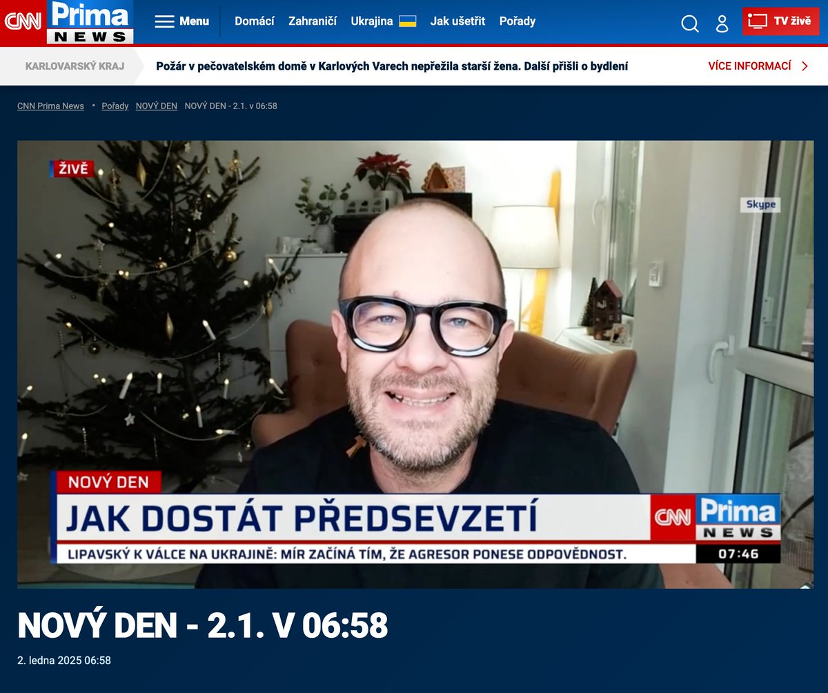 Zajímá vás, jak vypadá Broňa na antibiotikách? 💊
Zajímá vás, jak se letos už vážně opravdu naučit anglicky? 🇬🇧

V obou případech doporučuji kouknout na video níže, čas 49:18. 👇
cnn.iprima.cz/porady/novy-de…