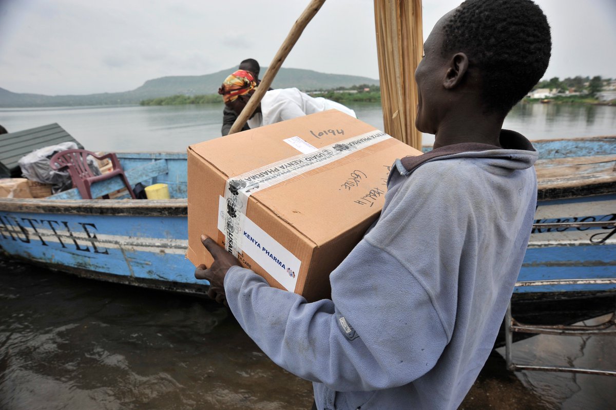 TAJPHARMACEUTI1's tweet photo. Commitment to Quality Assurance: π Global Reach and Impact. βοΈππ₯
A water taxi transports critical #HIVdrugs on the final leg of the trip to Sena Health Center on #Mfangano Island in Lake Victoria. Wooden canoes serve as inter-island taxis on Lake Victoria. #TajPharma #Health https://t.co/LNLx5jDmbj
