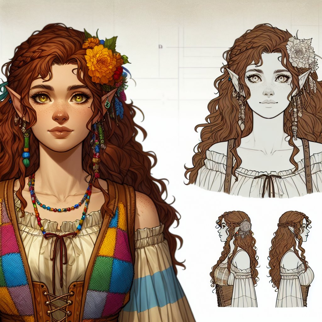 Daily Adventure Hook (@adventure_hooks) on Twitter photo ๐๐๐ฆ๐: Brynn Ashwood
๐๐๐๐: Half-Elf
๐๐ฅ๐๐ฌ๐ฌ: Bard
๐๐ฉ๐ฉ๐๐๐ซ๐๐ง๐๐: Brynn stands at about 5'5", with a lithe and agile build that exemplifies her bardic lifestyle. Her wavy auburn hair falls just past her shoulders, often adorned with small braids decorated ๐๐๐ฆ๐: Brynn Ashwood
๐๐๐๐: Half-Elf
๐๐ฅ๐๐ฌ๐ฌ: Bard
๐๐ฉ๐ฉ๐๐๐ซ๐๐ง๐๐: Brynn stands at about 5'5", with a lithe and agile build that exemplifies her bardic lifestyle. Her wavy auburn hair falls just past her shoulders, often adorned with small braids decorated