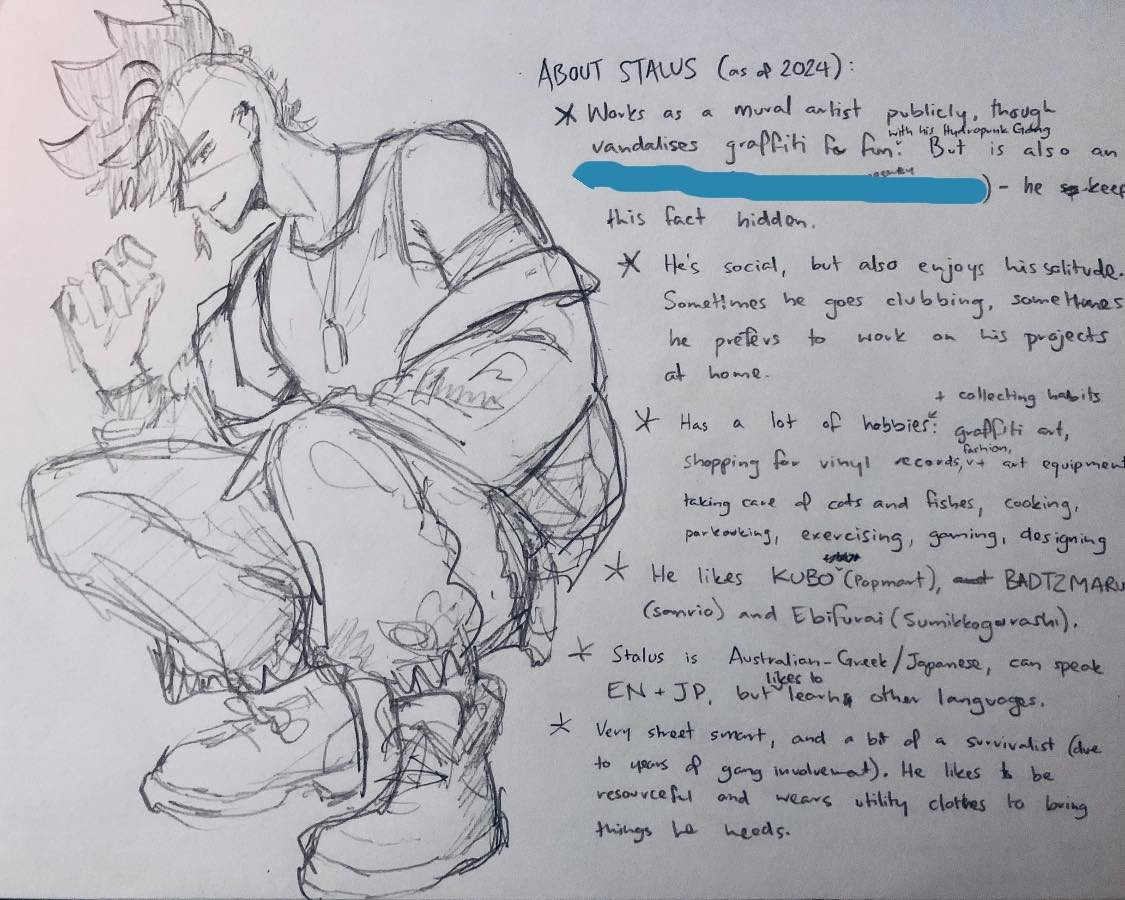 Here were my last sketches from 2024! 😎 Even though Stalus is my art persona, he was my OC first - and I haven't done OC building for him in ages, so this was pretty fun! #stalusART #doodle #sketch 