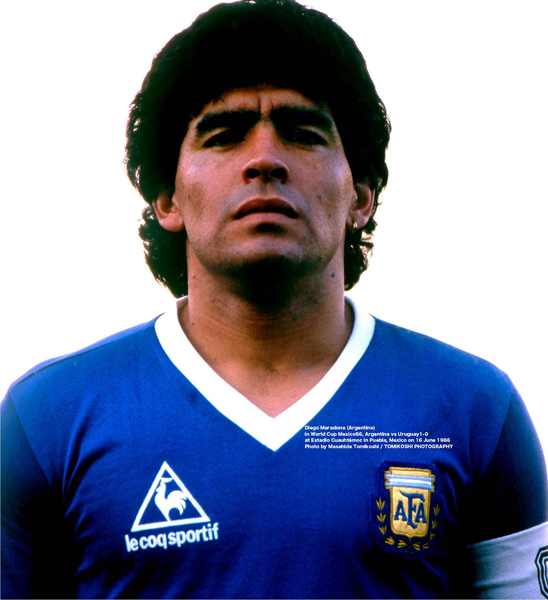 Diego Maradona (Argentina) face
in World Cup Mexico86, Argentina vs Uruguay1-0
at Estadio Cuauhtémoc in Puebla, Mexico on 16 June 1986
Photo by Masahide Tomikoshi / TOMIKOSHI PHOTOGRAPHY