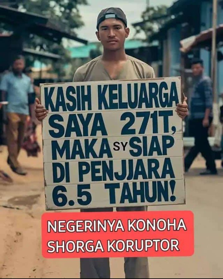 6,5 th = 77 bulan
271T : 77 bln = 3,51T/ bln... 
Wow..  Penjara 1 bln yapi dpt 3,5T😂😂😂
Ada dibuka pendaftarannya kah?
<a href="/KPK_RI/">KPK</a> 
<a href="/Gerindra/">Partai Gerindra</a>