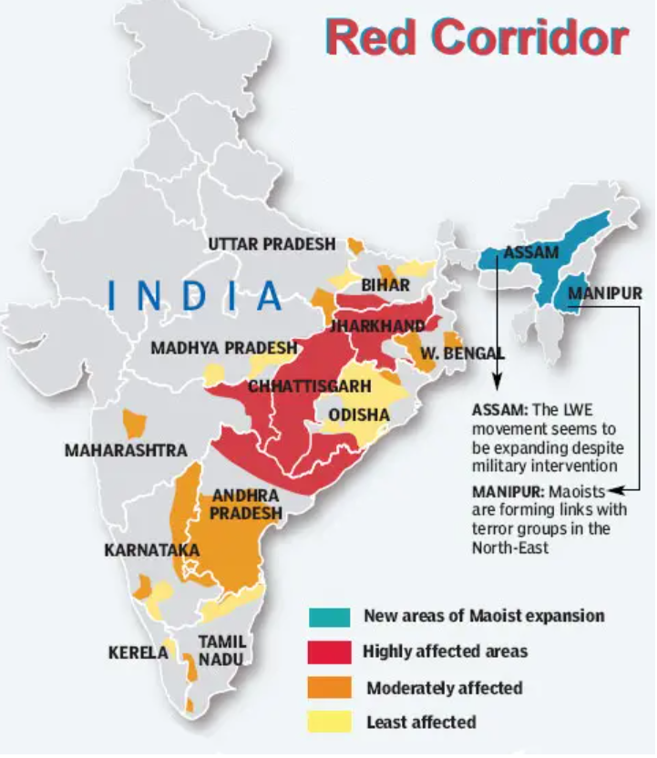 RadicalWatchOrg's tweet photo. Red Corridor Expansion (2000s)
   - The Naxalite presence in Maharashtra was more concentrated in the *Gadchiroli district*, which was part of the larger Red Corridor extending across central and eastern India. Gadchiroli and its neighboring areas in Chhattisgarh became infamous for frequent clashes between Naxalite insurgents and security forces.
n/4