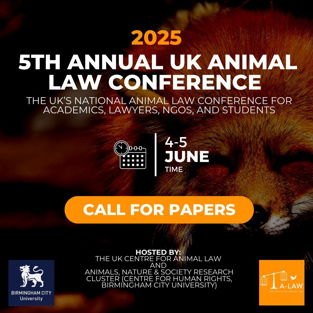 We invite you to submit a paper for the upcoming 5th annual UK Animal Law Conference! Details here: buff.ly/4a7QbJa
