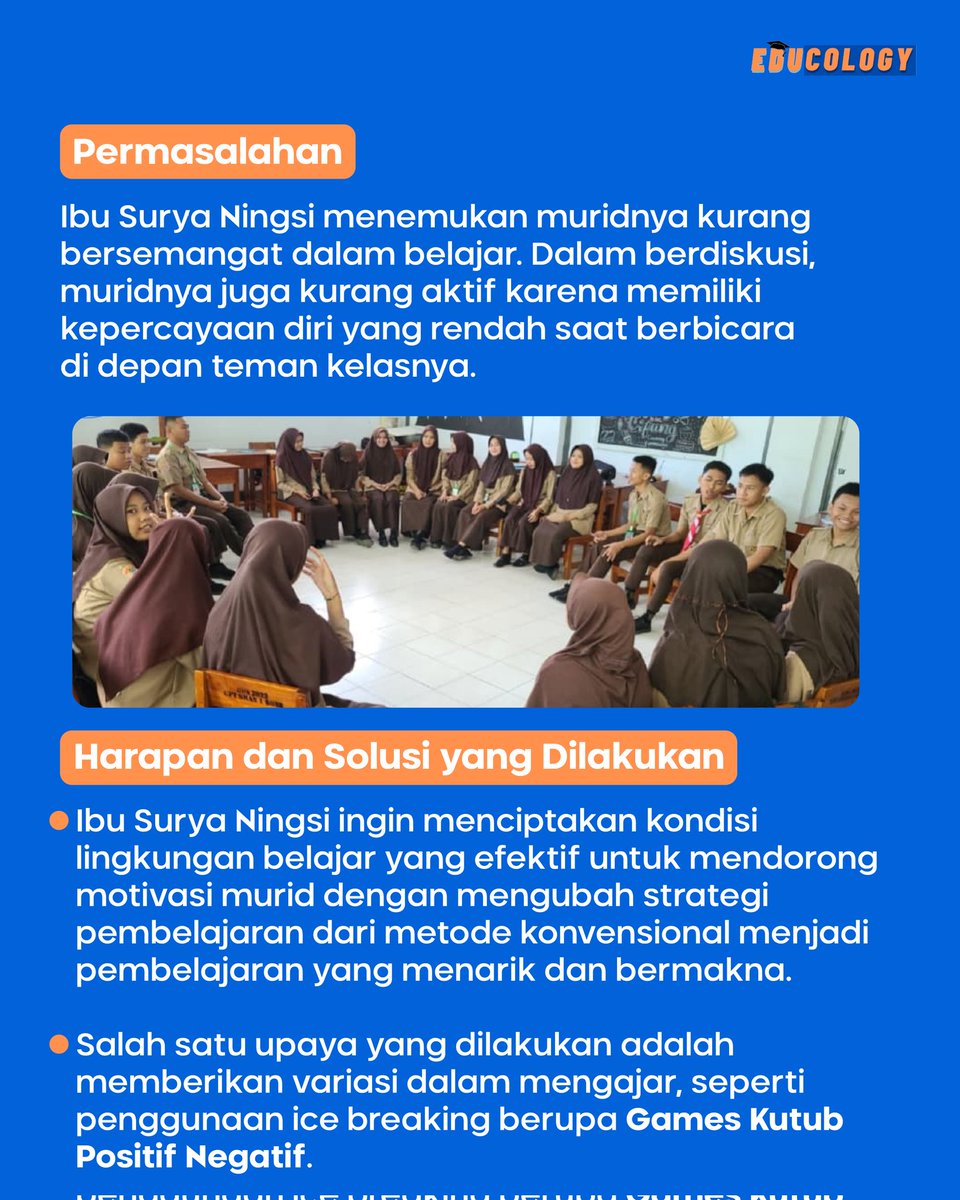 educology_id's tweet photo. Sebentar lagi sudah masuk sekolah nihπ€©
Yuk, Bapak/Ibu guru mulai mempersiapkan metode pembelajaran yang menarik dan menyenangkan seperti cerita Ibu Surya Ningsi berikut. β¨
#MerdekaBelajar #KurikulumMerdeka #PlatformMerdekaMengajar https://t.co/cm6OEEqs6a