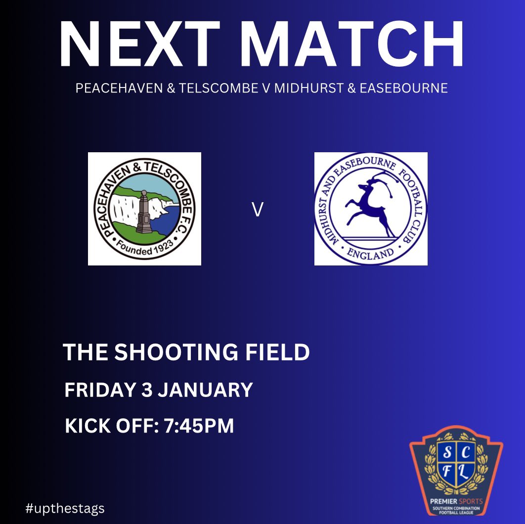 Midhurst_FC's tweet image. ⏭️ 𝗨𝗣 𝗡𝗘𝗫𝗧 | We kick off 2025 with a trip to @SteyningTown as we play @PT_FC  in the @TheSCFL 

#upthestags🦌💙