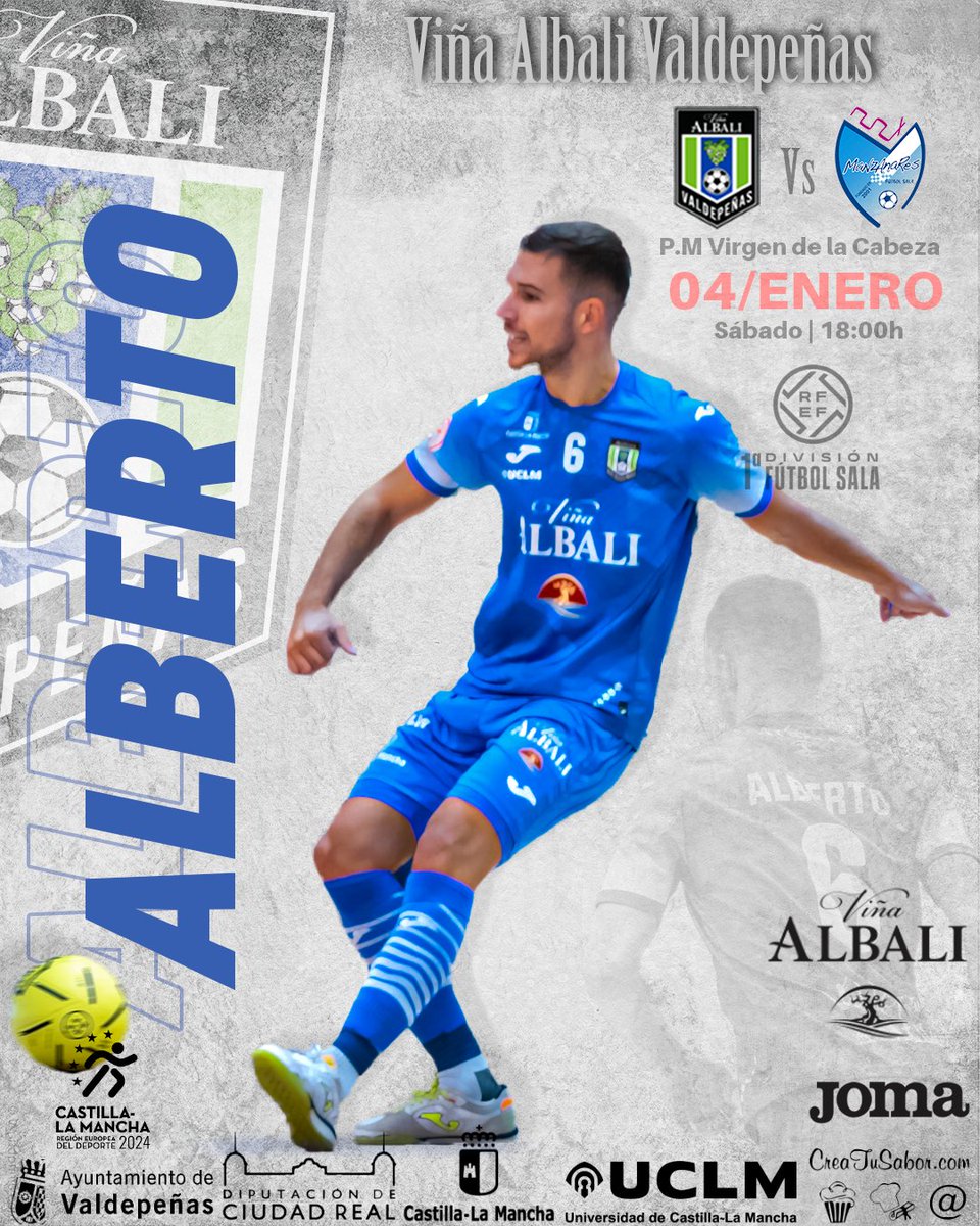 🏆 PRIMERA DIVISIÓN DE FÚTBOL SALA @FutsalRFEF ⚽

⚔️ Jornada 13
🆚 <a href="/ManzanaresFS/">ManzanaresFútbolSala</a>
🗓️ Sábado 04/01/25
📍 Virgen de la Cabeza
⏰ 18:00h
📺 <a href="/fef_tv/">FEF_TV</a>

#ViñaAlbaliValdepeñas #PrimeraDivisiónFS