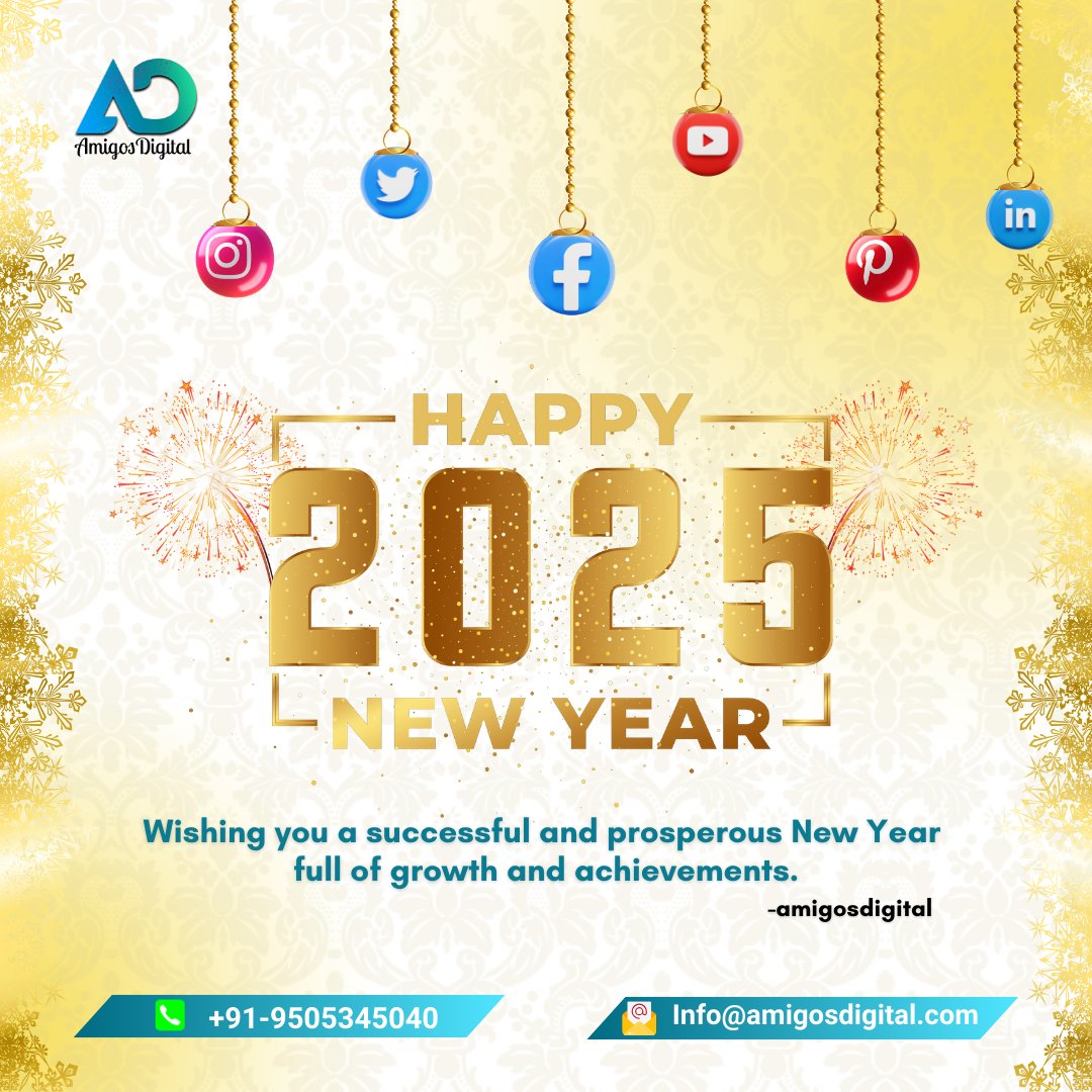 AmigosDigital's tweet photo. 🌟 Happy New Year 2025 from Amigos Digital! 🎉
#amigosdigital #Happy2025 #NewYear2025 #DigitalMarketing #HappyNewYearToYouAll #socialmedia #socialmediamanager #Bangalore https://t.co/kYZXy0eN6T