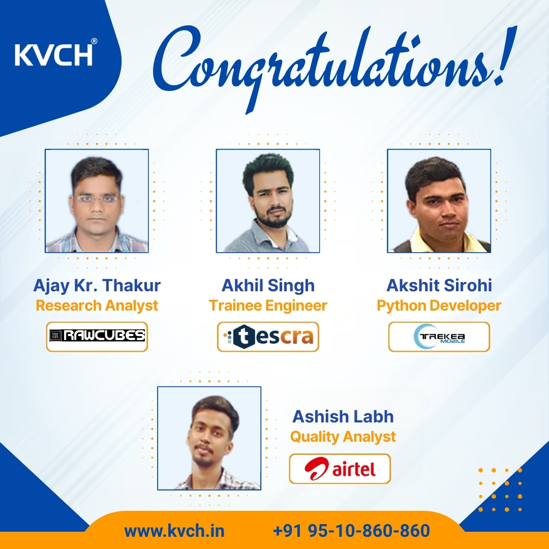 kvchnoida's tweet image. 🎉 Congratulations to Our Students on Their Incredible Placements as Research Analyst, Trainee Engineer, Python Developer, and Quality Analyst! 🚀

#ResearchAnalyst #PythonDeveloper #QualityAnalyst #CareerGrowth #TechCareers #SuccessStories #JobReady #KVCHPlacements