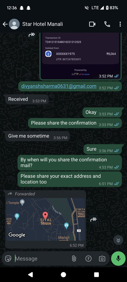 Divyansh0631's tweet photo. Travelers, beware. Double-check your bookings and verify directly with the property before making any payments. Don’t let a scam like this ruin your trip. https://t.co/QktcfH11I1