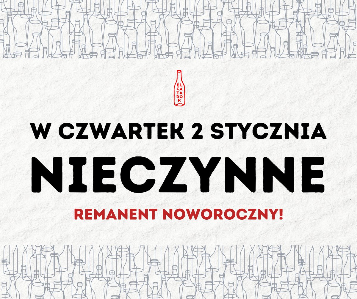Przypominamy - dziś, 2 stycznia, nasze sklepy są nieczynne. Remanent noworoczny! Zapraszamy jutro.
Salud!