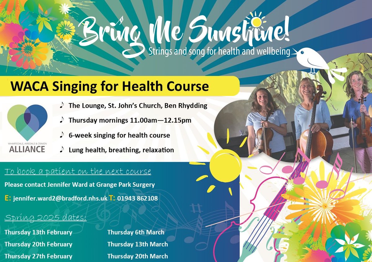 stringsandsong's tweet image. 🎉 It’s back! Our popular 6-week Singing for Lung Health Course with @wacayorkshire - starting 13th Feb.  email jennifer.ward2@bradford.nhs.uk to book your place. 
#lunghealth #singforjoy #stringtrio