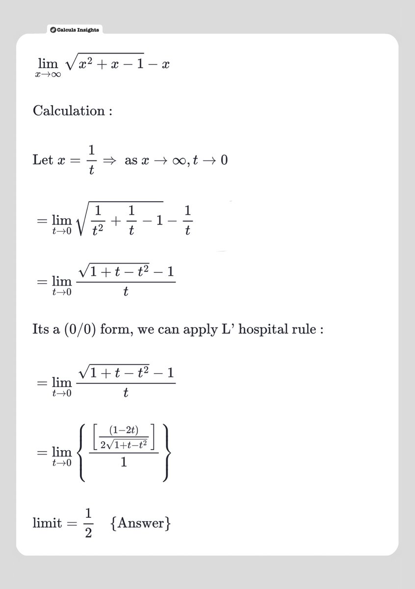 The solution to the limit problem I posted a few days ago: