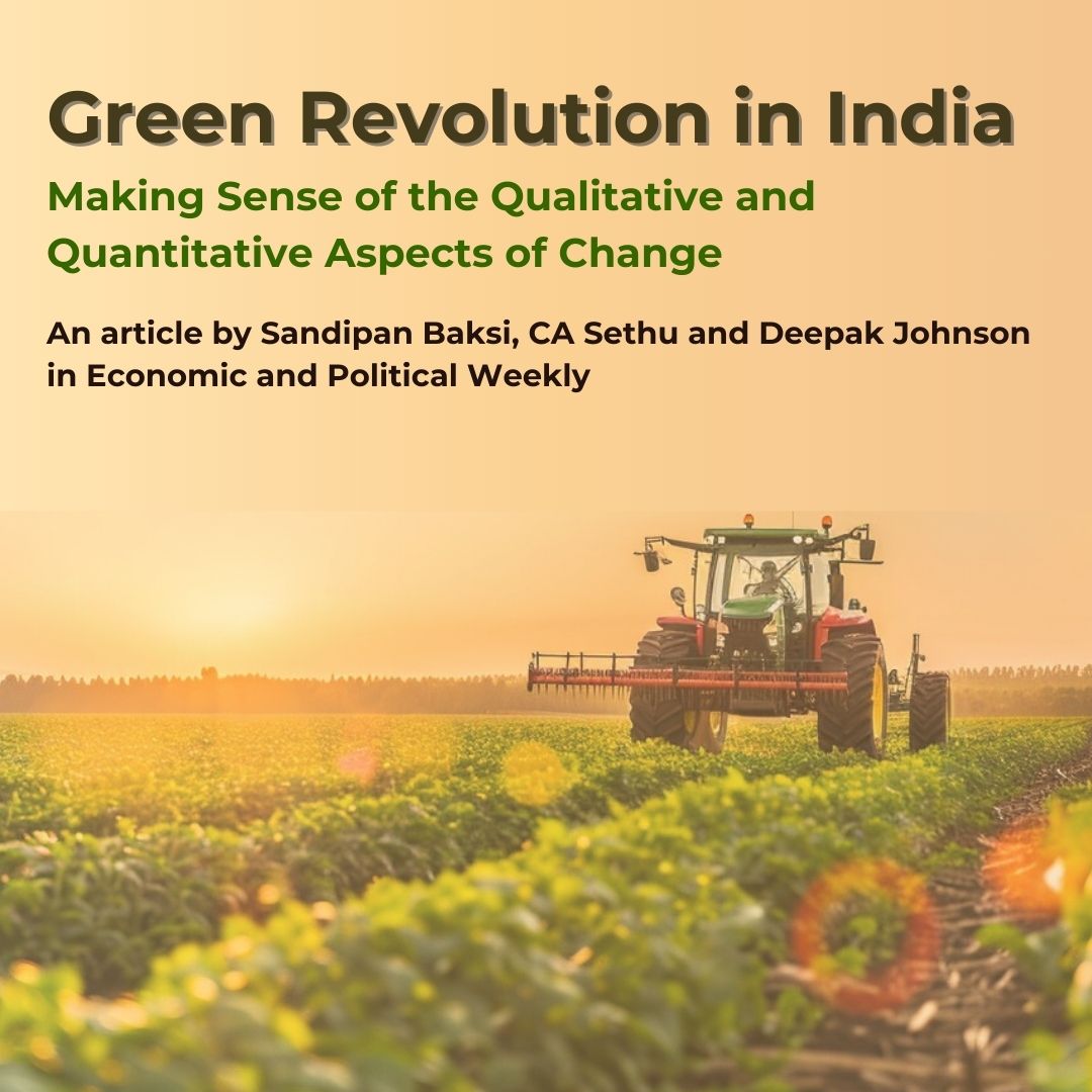 fasagristudies's tweet photo. Sandipan Baksi (@SandipanBaksi), Director at the Foundation for Agrarian Studies (FAS), Sethu CA (@all_awry), Senior Research Assistant at FAS, and Deepak Johnson (@deepakmercy), our long-standing Research collaborator recently published an article titled "Green Revolution in India: Making Sense of the Qualitative and Quantitative Aspects of Change" in the Economic and Political Weekly (@epw_in). 

This paper discusses the critical role of the Green Revolution in increasing crop yields and ensuring food security in India despite criticisms on political, economic, and ecological fronts.  The paper also engages with recent “revisionist histories” that downplay the qualitative shifts and dismiss the quantitative achievements of the Green Revolution.

An analysis of agricultural data from 1950–51 to 2021–22 highlights the transformative changes in agricultural production during this period.

https://t.co/uB6dRr7jzk