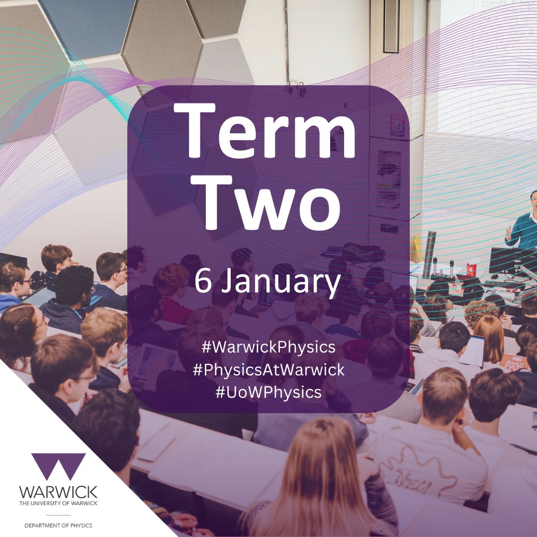 Monday 6 January means it's the start of term two!
We're looking forward to seeing the department getting busier again. If any students need help or have a question, pop by to our student office on the 5th floor of our building (P522)
#WarwickPhysics #PhysicsAtWarwick #UoWPhysics