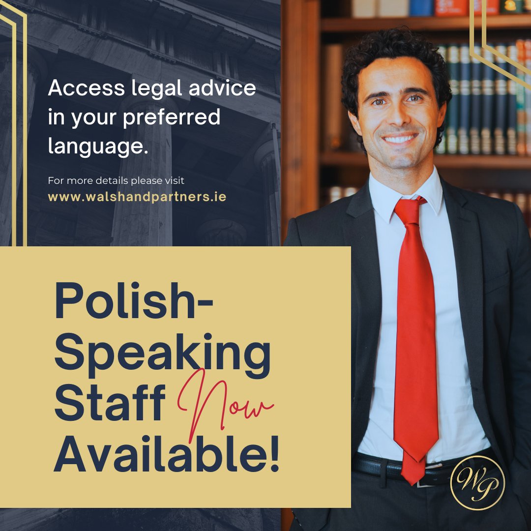 walsh_partners's tweet image. We Speak Your Language -
Polish-Speaking Staff Now Available!

walshandpartners.ie
.
.
.
#PolishSpeakingStaff #LegalSupportIreland #WalshAndPartners #PolishCommunityIreland #BilingualLegalServices #SolicitorsCork #LegalAdviceIreland #LawyersIreland #ClientCareMatters