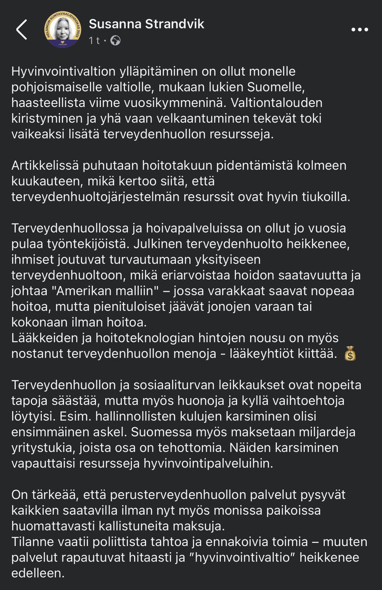 StrandvikS's tweet image. laakarilehti.fi/terveydenhuolt…

#terveys #hyvinvointi #hyvinvointivaltio #rahapula #velka #kunnallisvaalit