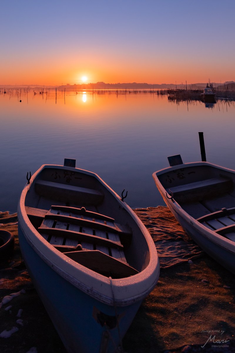 静かで澄んだ空の朝日が美しかった