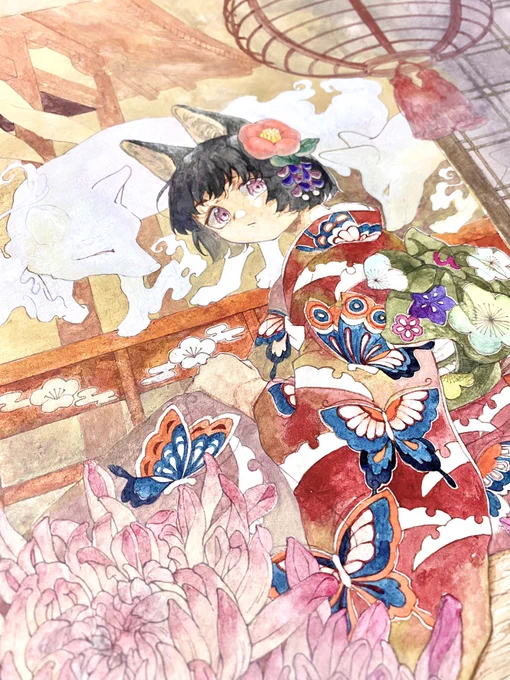 つづき 色んな赤があっていい感じです 原画見てほしい #百花繚乱展2