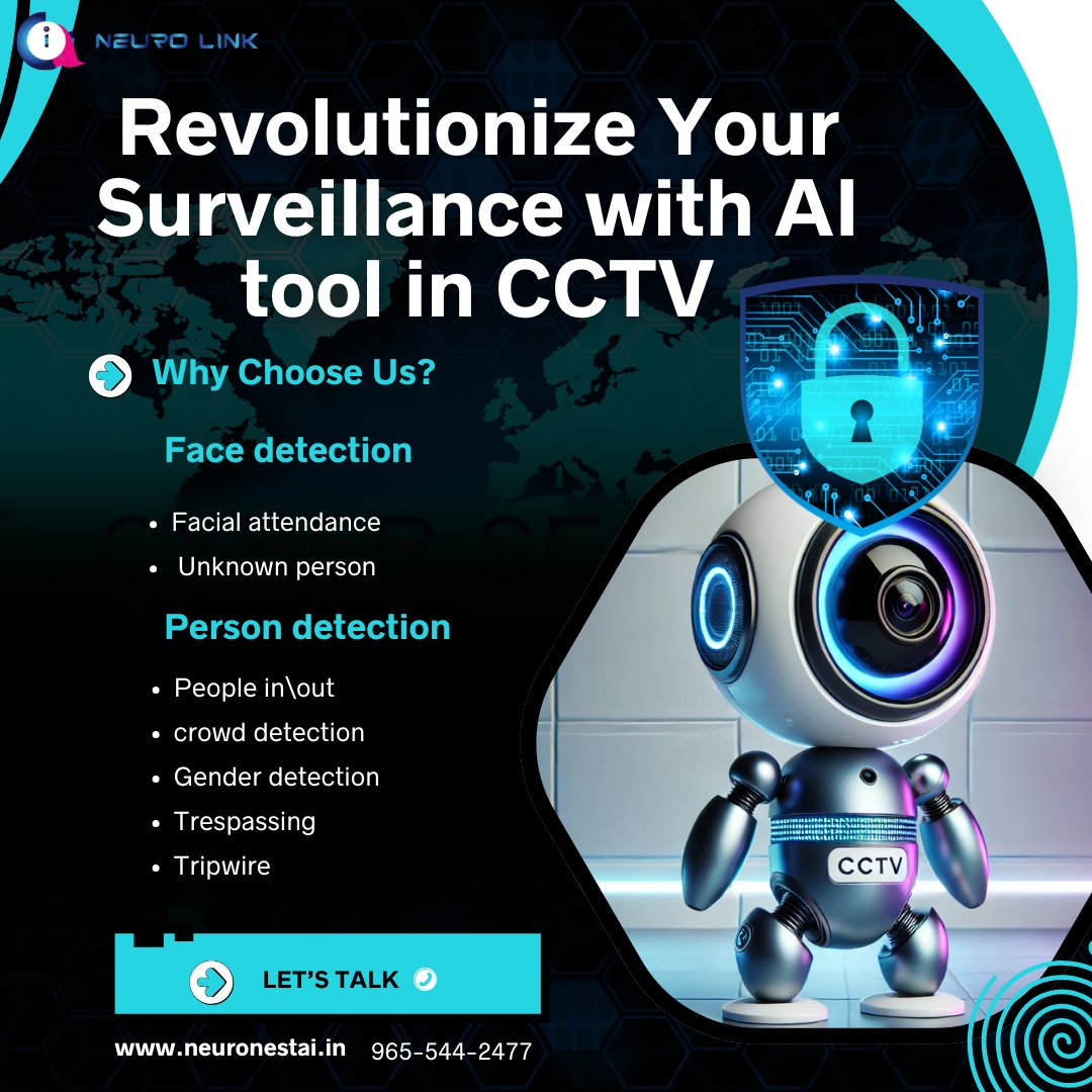 Neuro_sync_AI's tweet photo. 🚨 Boost your security with AI-powered CCTV!

✅ Face &amp; Person Detection (Attendance, Trespassing, Crowd &amp; More)
🔒 Smarter surveillance starts here!
🌐 https://t.co/Mjpj9WKLrP | 📞 965-544-2477

#AI #CCTV #SmartSecurity https://t.co/45pRq6iCwY