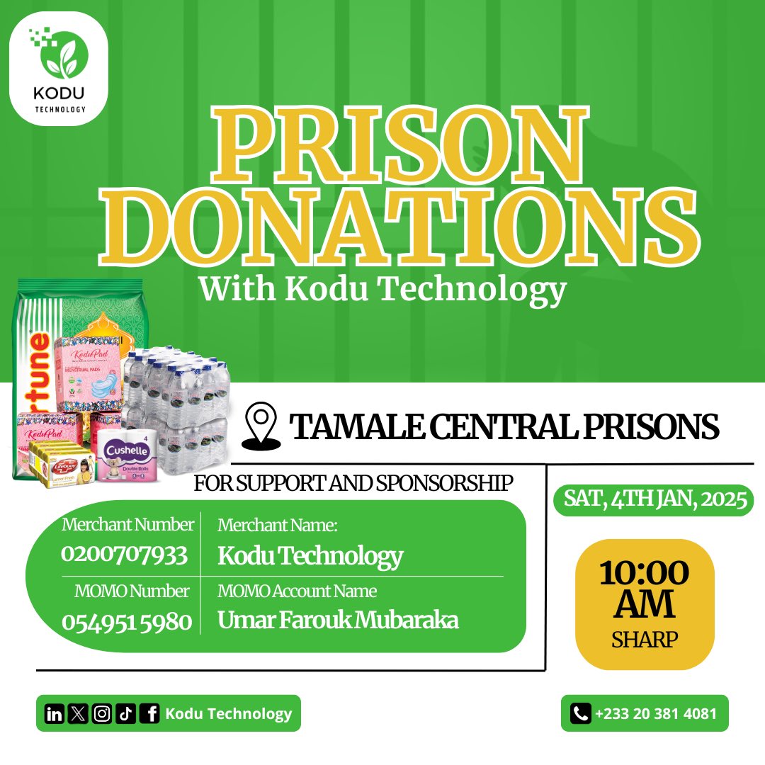 Join Kodu Technology 🌿 in touching the lives and hearts of those behind bars by contributing to this cause in any way you can. 

Together, let us spread love, kindness and a message of hope. 💚💚💚