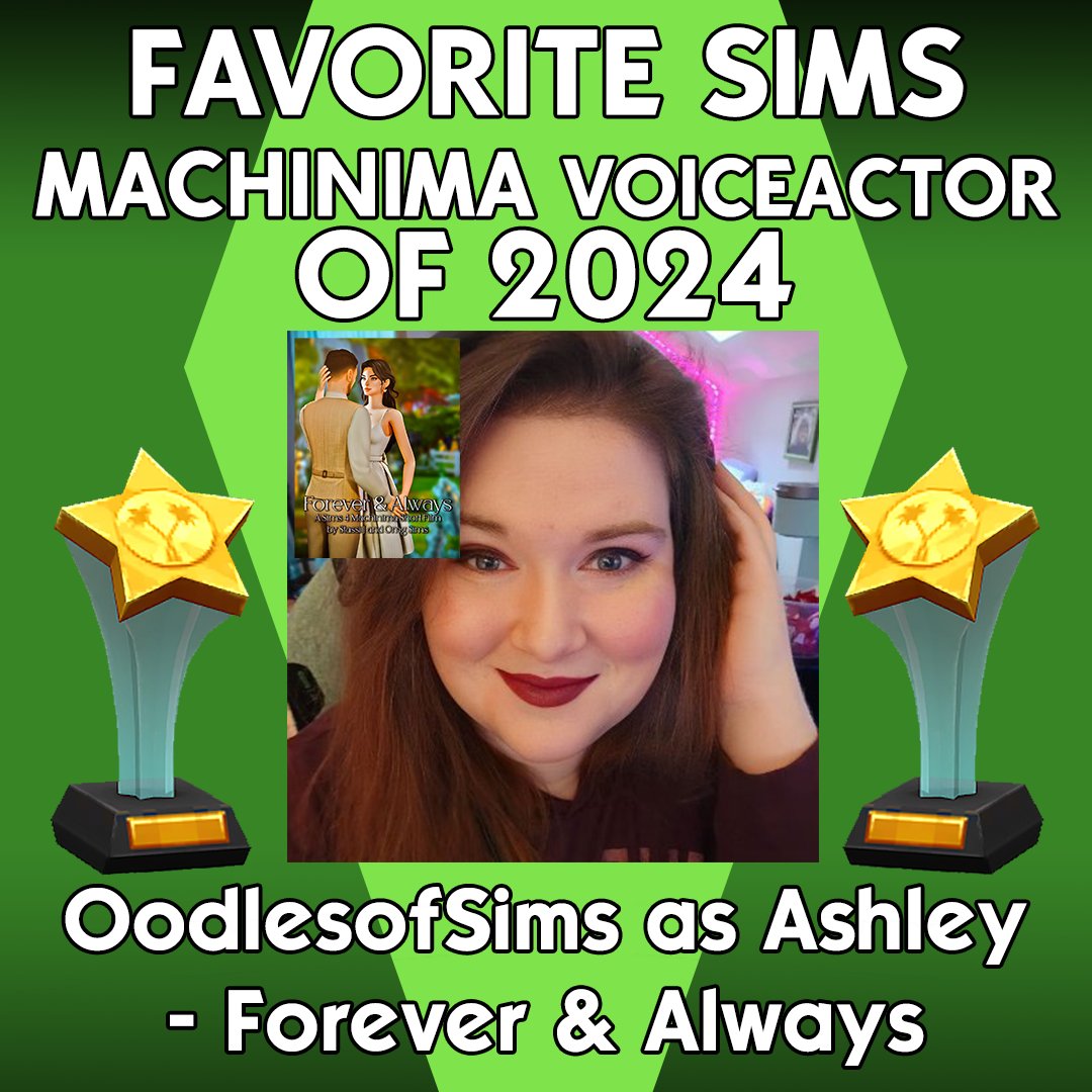 Simmers Awards (@simmysawards) on Twitter photo FAVORITE SIMS MACHINIMA VOICEACTOR OF 2024: <a href="/OodlesofNoodle_/">OodlesofNoodle 🍜</a> as Ashley in Forever & Always FAVORITE SIMS MACHINIMA VOICEACTOR OF 2024: <a href="/OodlesofNoodle_/">OodlesofNoodle 🍜</a> as Ashley in Forever & Always