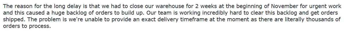 Peter_Gustafson's tweet photo. @LEGO_Group Tell me LEGO - do you REALLY think it is acceptable to still not have delivered my order placed on the 9th November and when I complained - you only offer the only excuse of a need for urgent work? birthday and christmas ruined - Thanks! https://t.co/sroVSE1LOQ